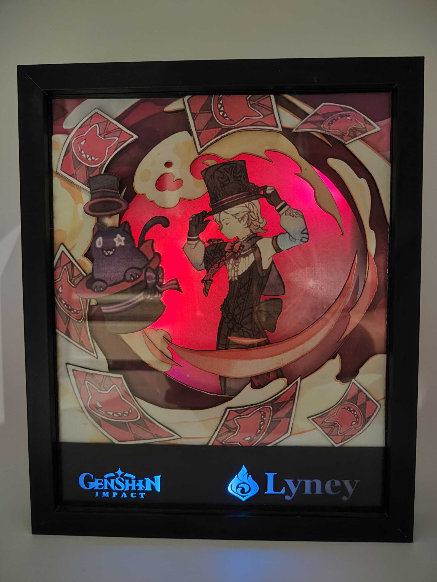 Lyney - lightbox-genshin-impact-illuminata-effetto-led