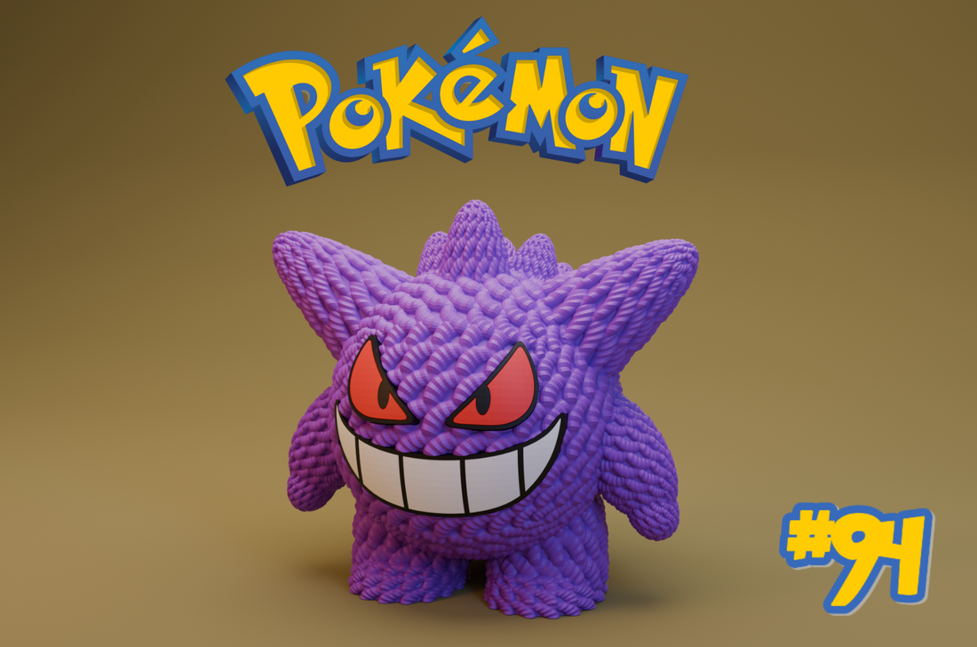 Gengar crochet 3D statuetta Pokémon artigianale con texture intrecciata