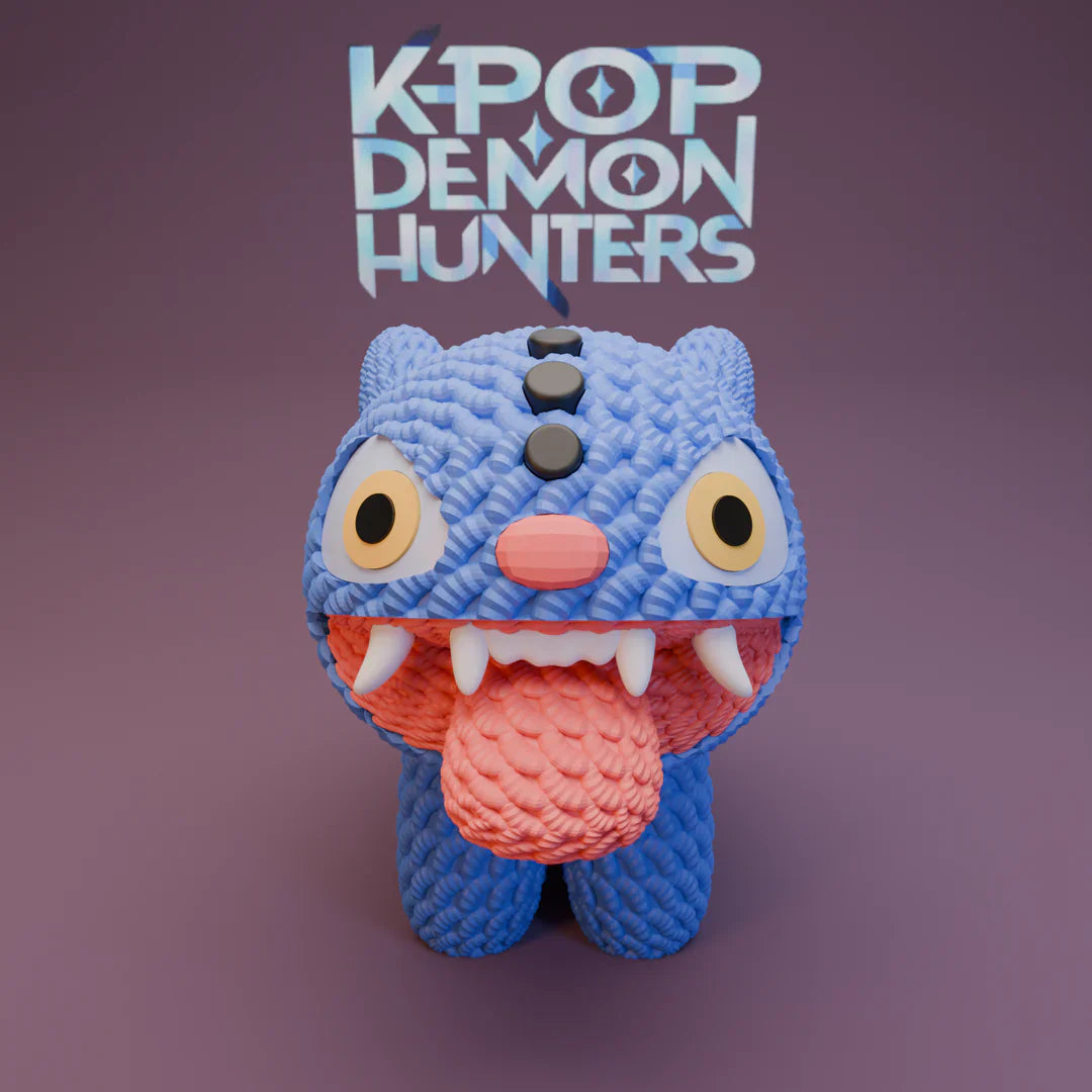 Derpy crochet 3D tigre demoniaca in stile crochet ispirata a K-Pop Demon Hunters