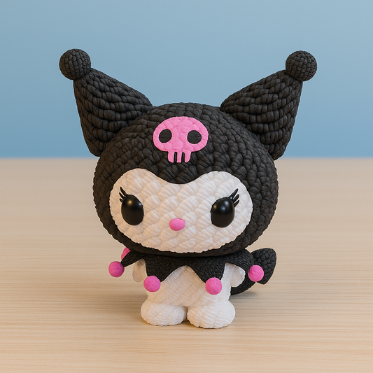 Kuromi stile crochet – Statua decorativa kawaii artigianale