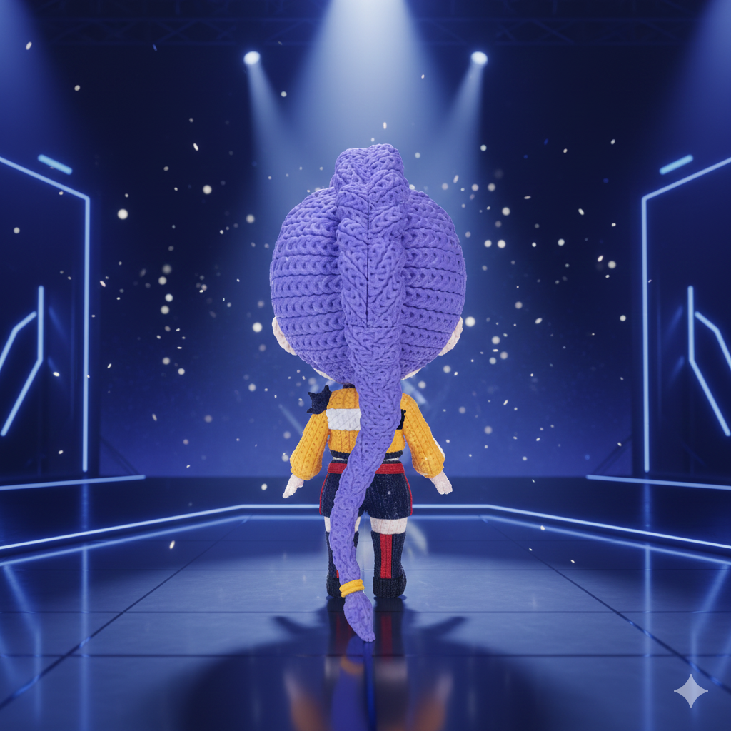 Dettaglio texture effetto filato statua Rumi crochet