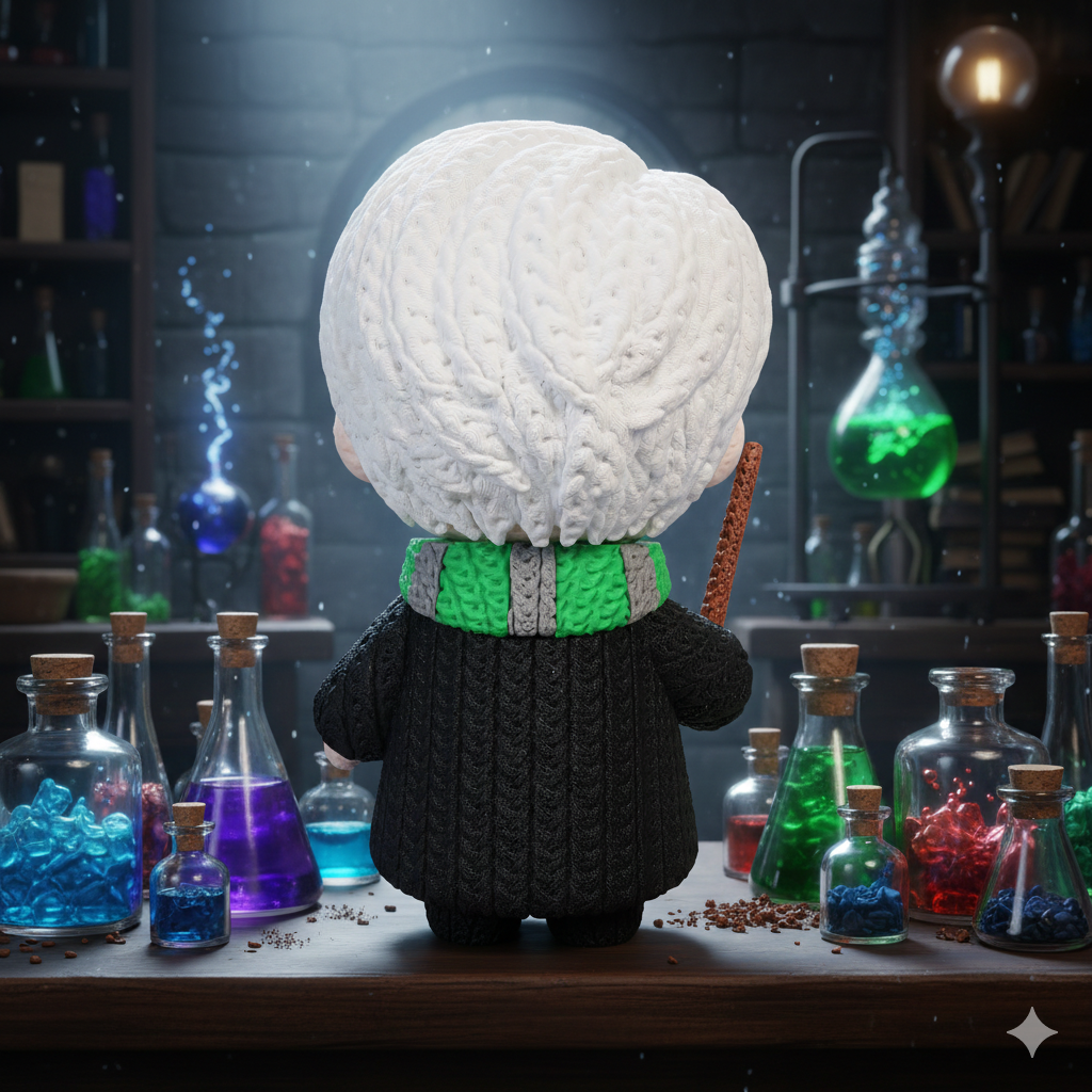 Draco Malfoy Statua 3D Crochet da Collezione - creazione artigianale