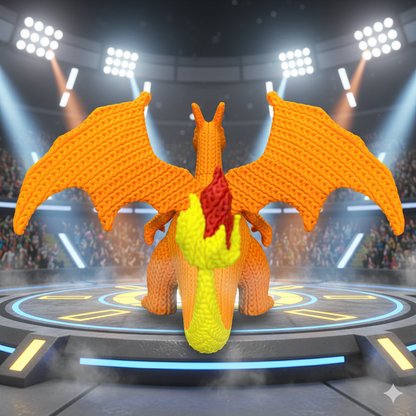 Charizard Stile Crochet – Statua 3D Artigianale Pokémon da Collezione