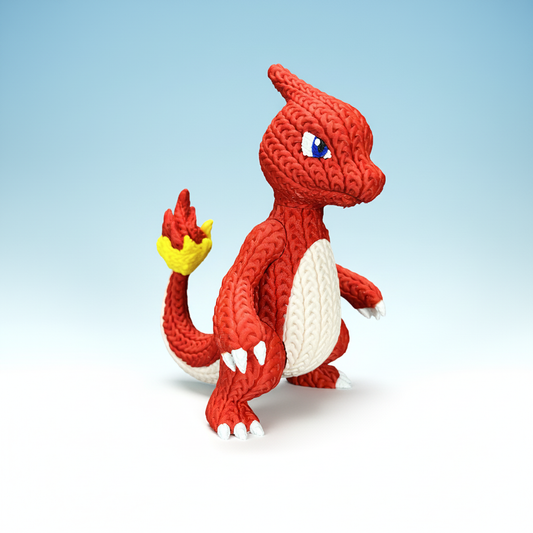 Charmeleon Statuina 3D Stile Crochet | Statua Pokémon da Collezione