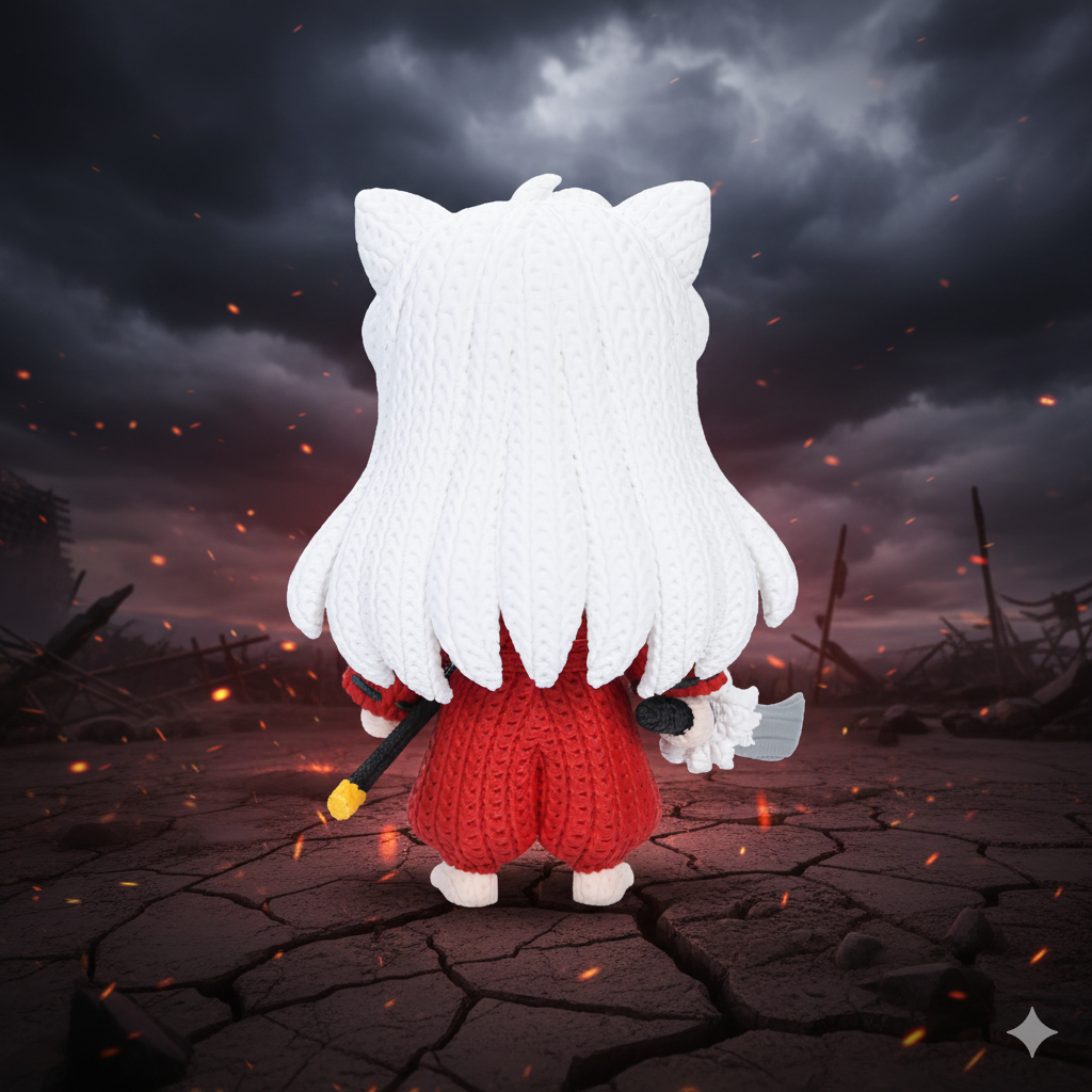 Statua Inuyasha crochet decorazione anime da collezione