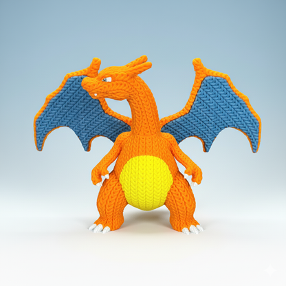 Charizard Stile Crochet – Statua 3D Artigianale Pokémon da Collezione