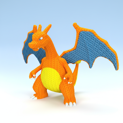 Charizard Stile Crochet – Statua 3D Artigianale Pokémon da Collezione