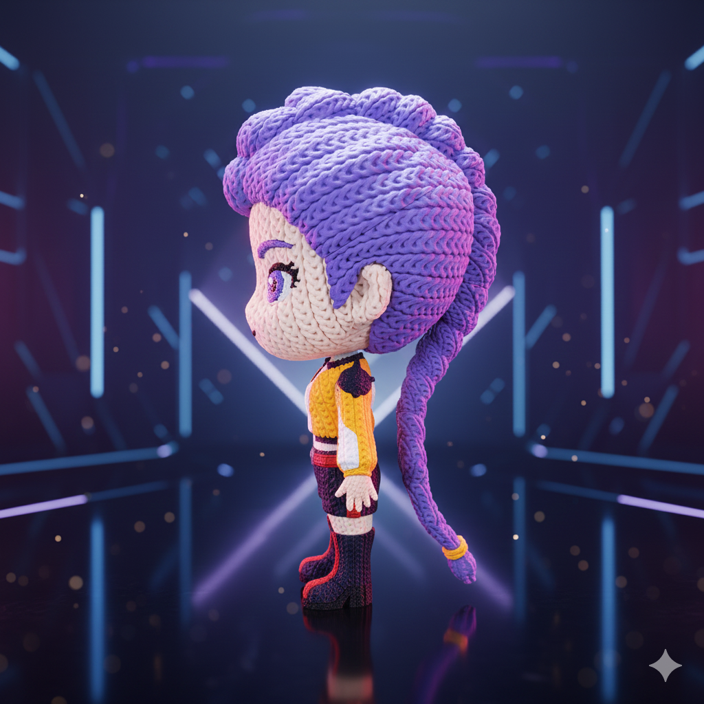 Dettaglio texture effetto filato statua Rumi crochet