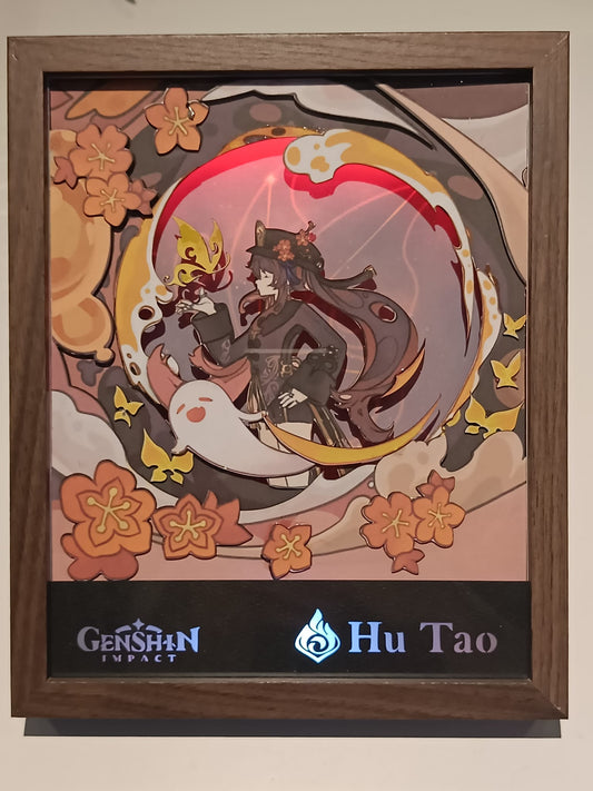 Lightbox artigianale Genshin Impact Hu Tao – multilivello con fantasma