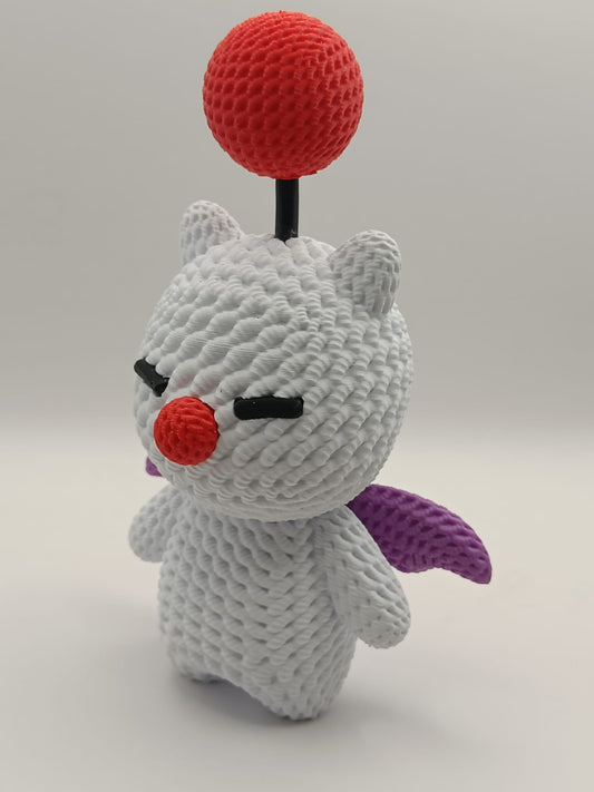 Moguri in stile crochet stampato in PLA, ispirato a Final Fantasy. Design di NaraaPrints, stampa artigianale by L’Atelier di Zelda!