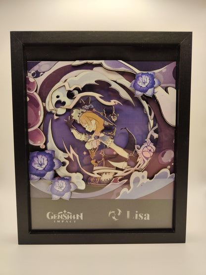 Lisa in scena magica – lightbox artigianale Genshin Impact multilivello