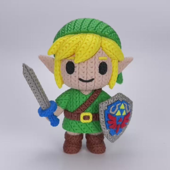 Vista frontale statua Link in PLA effetto filato