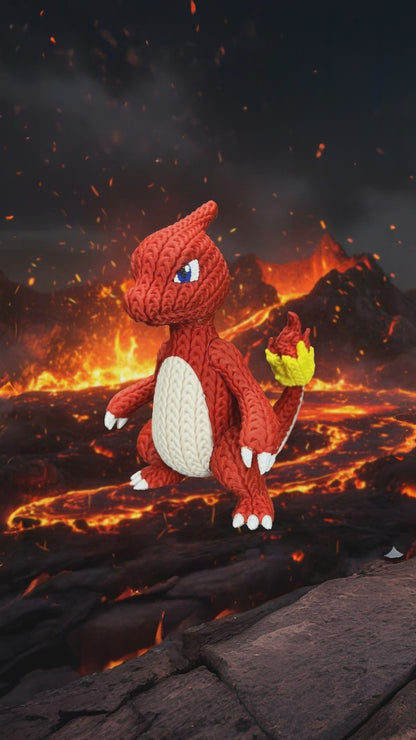 Charmeleon Statuina Stile Crochet – Statua 3D Pokémon da Collezione