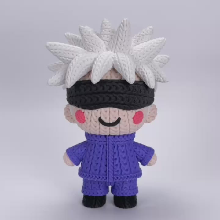 “Figura artigianale Gojo Satoru in PLA stile crochet ispirata agli anime”
