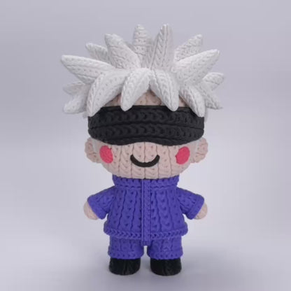 “Figura artigianale Gojo Satoru in PLA stile crochet ispirata agli anime”
