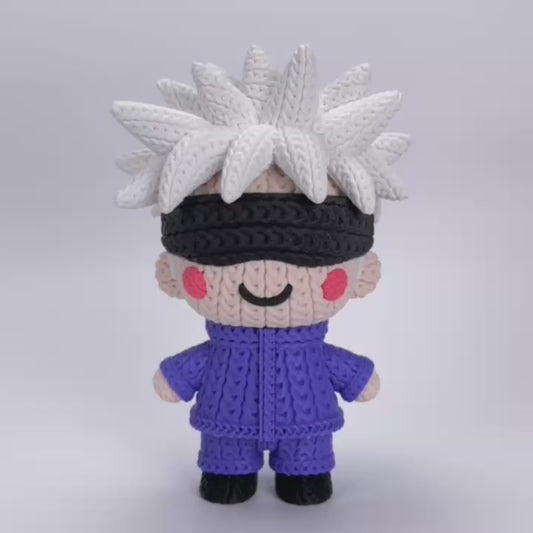 “Figura artigianale Gojo Satoru in PLA stile crochet ispirata agli anime”
