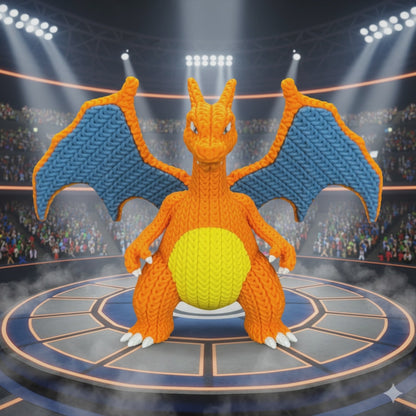 Charizard Stile Crochet – Statua 3D Artigianale Pokémon da Collezione