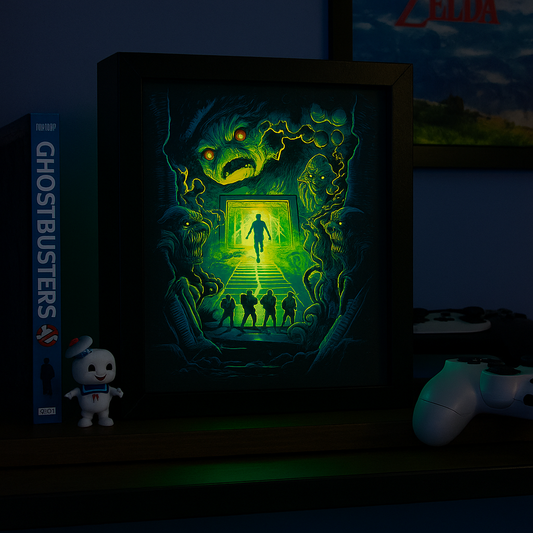 Lightbox ghostbusters - il portale infernale accesa, luce verde