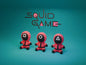 Miniature Squid Game Crochet – Set guardie artigianali su licenza NaraaPrints, realizzate con dettagli curati e colori vivaci.