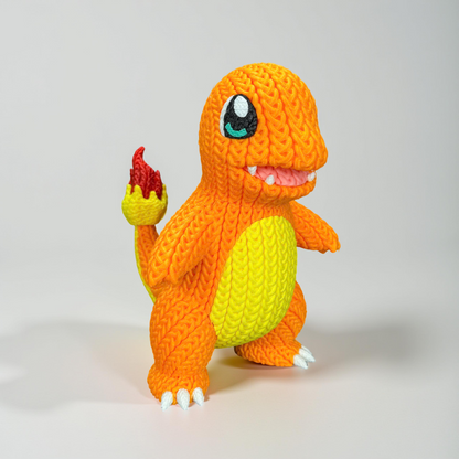 Charmander Statuina 3D Stile Crochet | Decorazione Pokémon