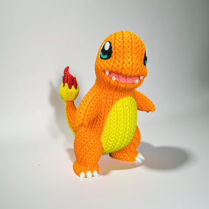 Charmander Statuina 3D Stile Crochet | Decorazione Pokémon