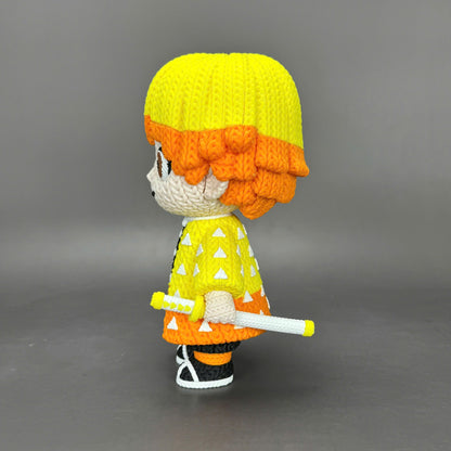 Dettaglio abito giallo statua Zenitsu crochet