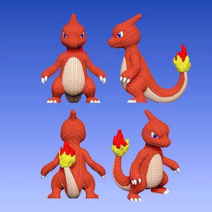 Charmeleon Statuina 3D Stile Crochet | Statua Pokémon da Collezione
